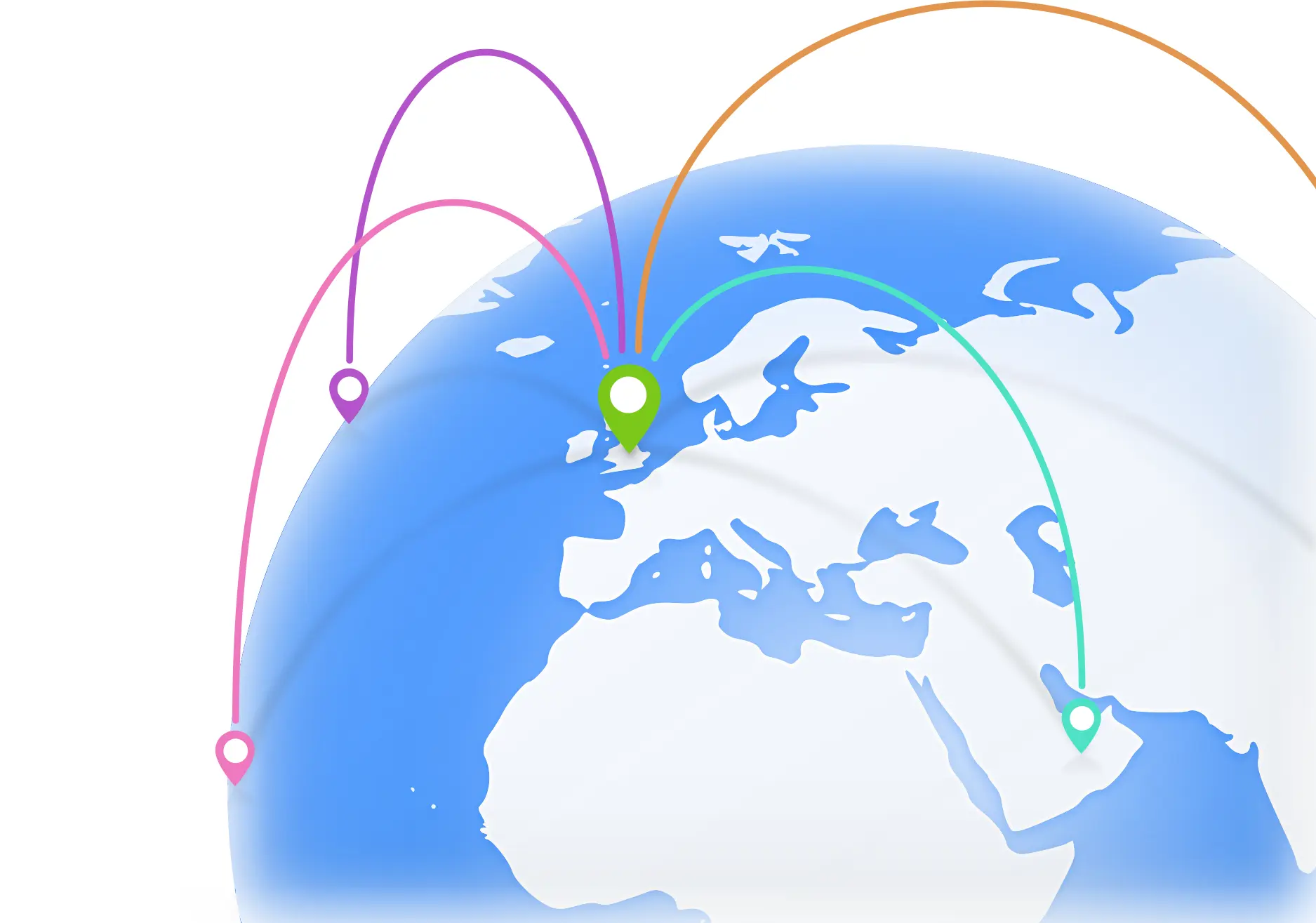 World map with connection points
